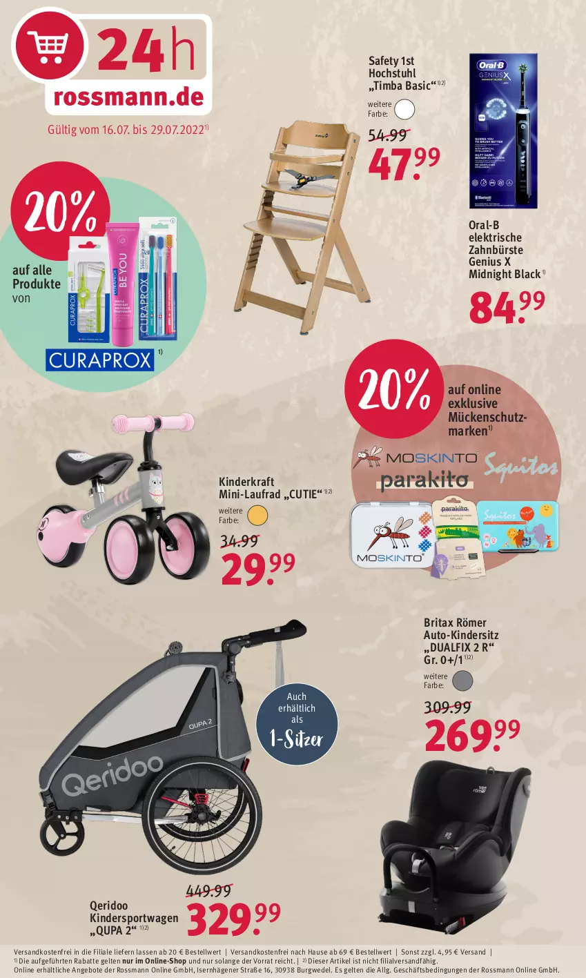 Aktueller Prospekt Rossmann - Prospekte - von 16.07 bis 29.07.2022 - strona 3 - produkty: angebot, angebote, auto, brita, bürste, elektrische zahnbürste, Kinder, Kindersitz, kraft, lack, Laufrad, LG, ndk, oral-b, Sport, stuhl, Ti, versandkostenfrei, wedel, zahnbürste