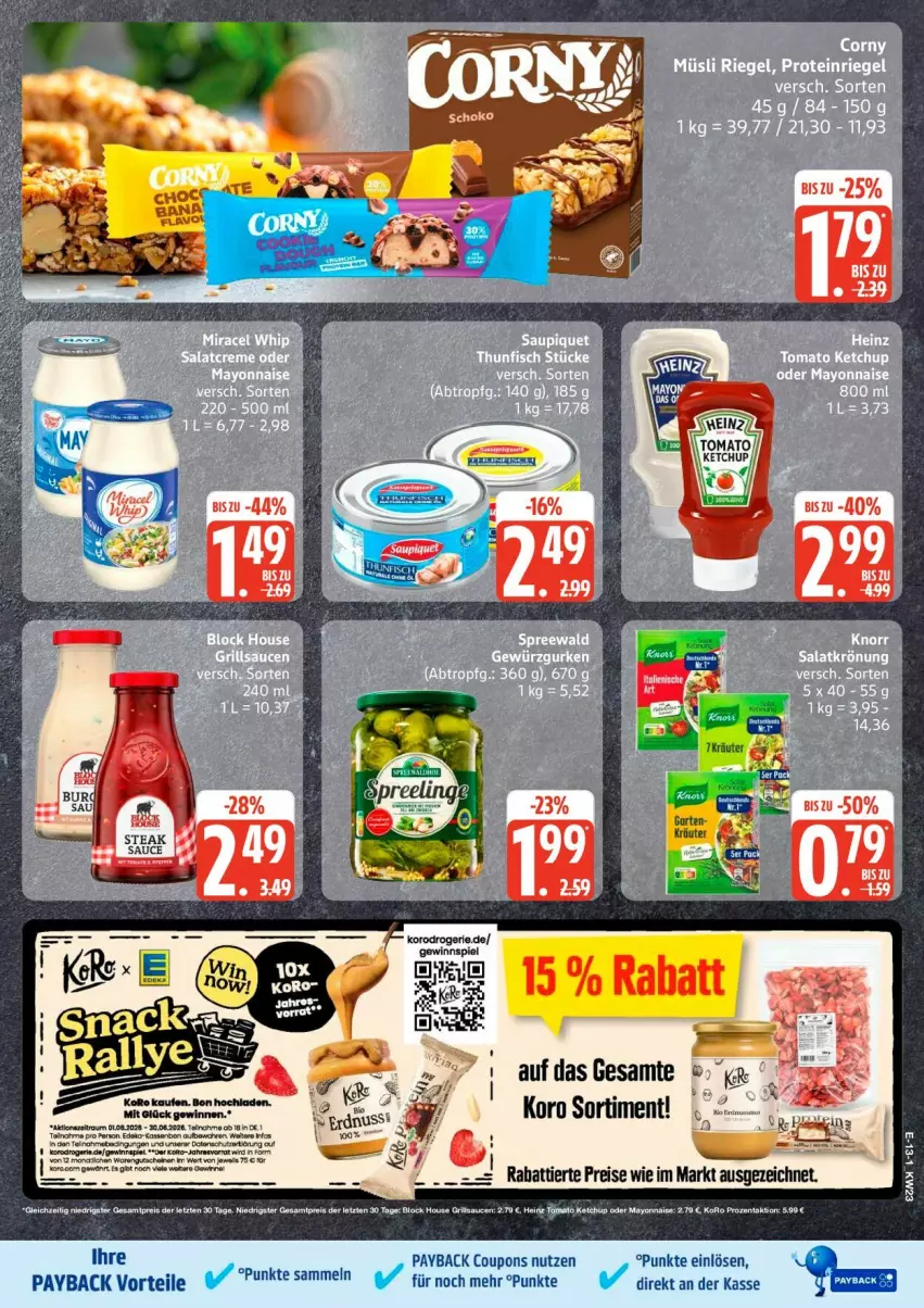 Aktueller Prospekt Edeka - Prospekte - von 01.06 bis 06.06.2026 - strona 15 - produkty: coupon, coupons, eis, heinz, ketchup, lack, mayonnaise, payback, reis, sauce, saucen, Ti, Yo, ZTE