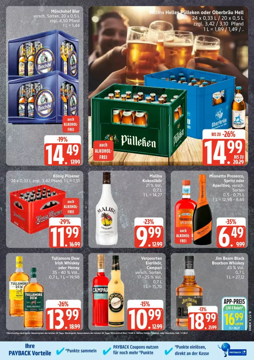 Aktueller Prospekt Edeka - Prospekte - von 01.06 bis 06.06.2026 - strona 21 - produkty: bier, coupon, coupons, eis, mönchshof, payback, reis, Ti, tullamore, tullamore dew, veltins, ZTE