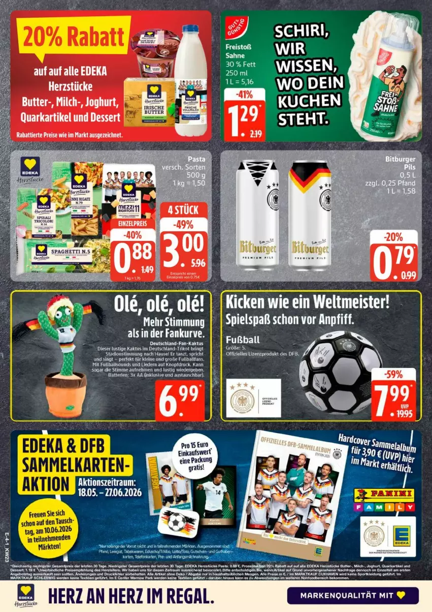 Aktueller Prospekt Edeka - Prospekte - von 01.06 bis 06.06.2026 - strona 4 - produkty: aust, ball, batterie, batterien, bett, butter, dessert, eier, eis, Fußball, gutschein, HP, joghur, joghurt, leine, Lusti, Meister, milch, quark, reis, ring, Ti, Trikot