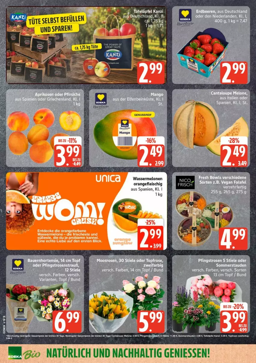 Aktueller Prospekt Edeka - Prospekte - von 01.06 bis 06.06.2026 - strona 8 - produkty: beere, beeren, eis, erdbeere, erdbeeren, fleisch, melone, melonen, orange, reis, rel, Ria, rosen, tafeläpfel, tee, Ti, topf, wasser, wassermelone, wassermelonen, ZTE