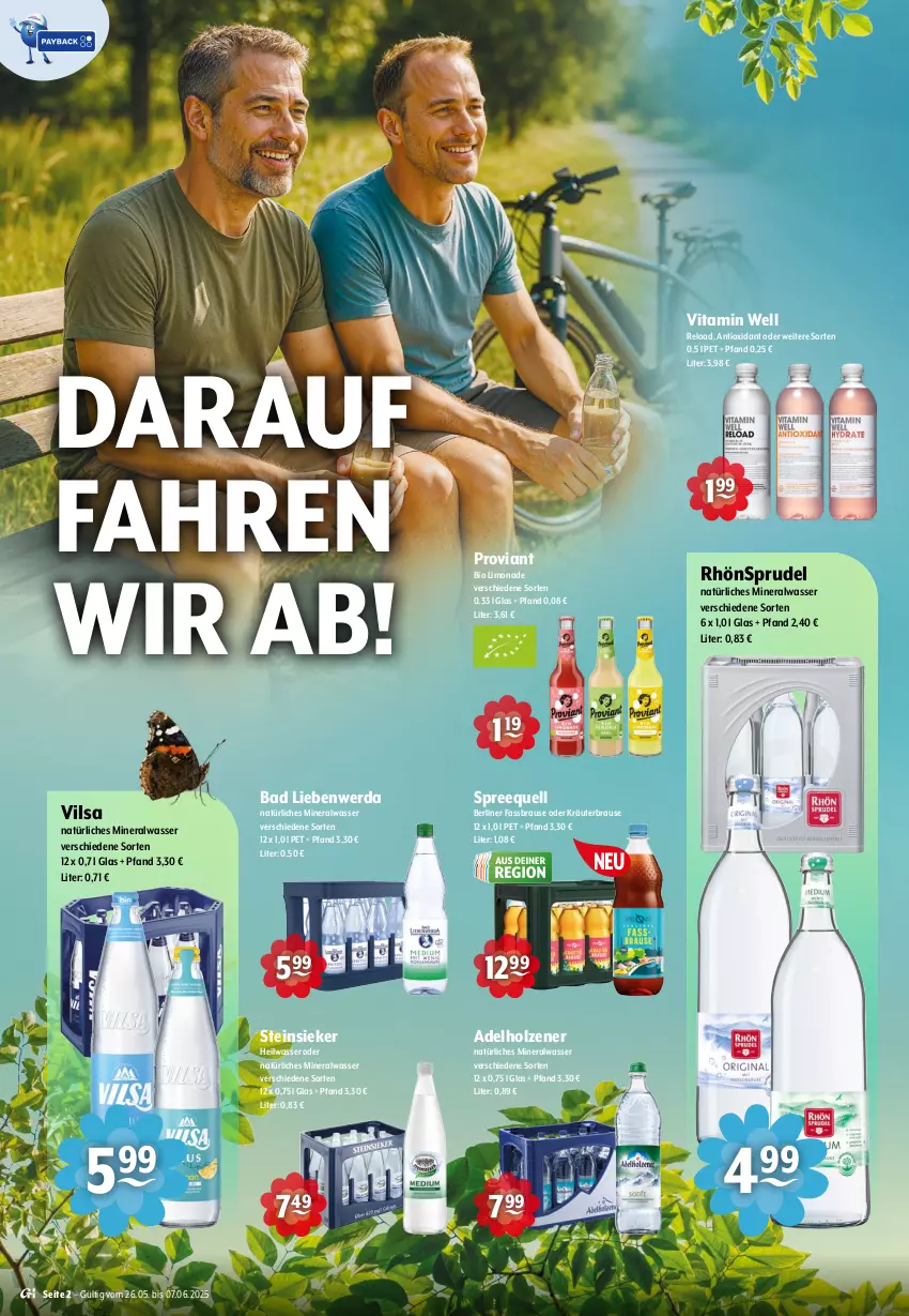 Aktueller Prospekt Getraenke Hoffmann - Prospekte - von 26.05 bis 07.06.2025 - strona 2 - produkty: adelholzener, Alwa, Bad, Bad Liebenwerda, berliner, bio, bio limo, brause, fassbrause, Holz, kräuter, limo, limonade, mineralwasser, natürliches mineralwasser, oder kräuter, Proviant, rel, RhönSprudel, Spreequell, Sprudel, Steinsieker, Ti, vilsa, vita, wasser