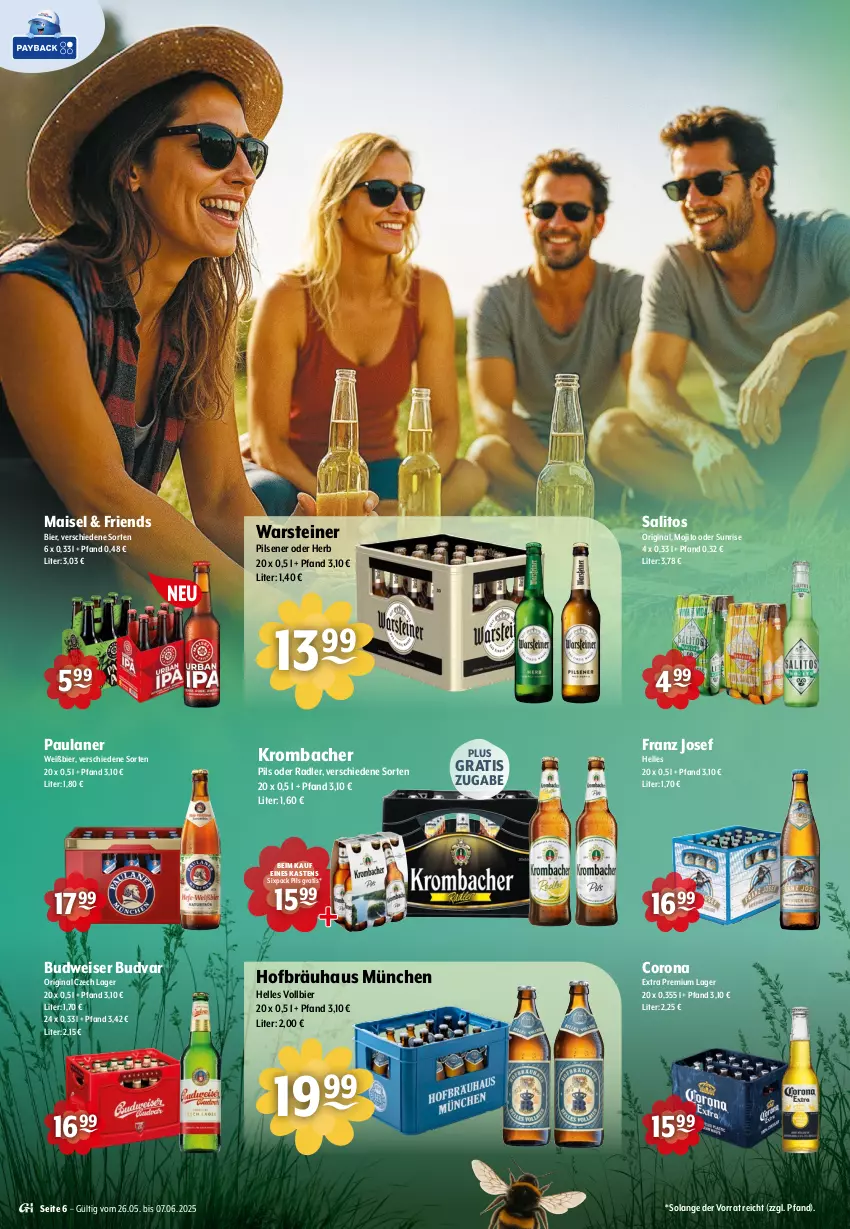 Aktueller Prospekt Getraenke Hoffmann - Prospekte - von 26.05 bis 07.06.2025 - strona 6 - produkty: bier, budweiser, corona, corona extra, eis, elle, gin, krombache, krombacher, krombacher pils, mais, mojito, oder radler, Paula, paulaner, pils, pilsener, radler, steiner, Ti, warsteiner