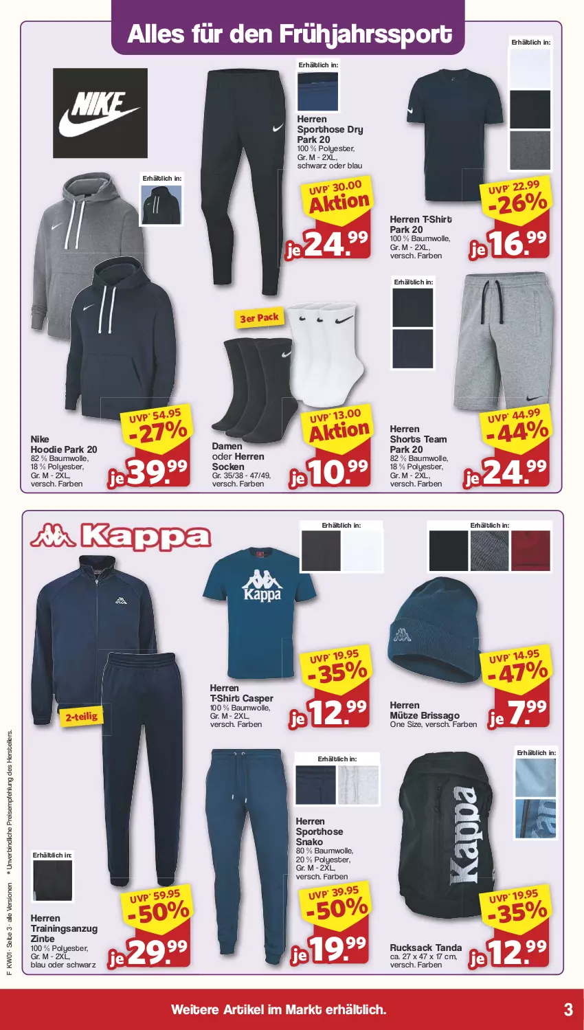 Aktueller Prospekt Famila - Prospekte - von 30.12.2024 bis 04.01.2025 - strona 3 - produkty: Anzug, Bau, baumwolle, eis, elle, hose, Mütze, Nike, reis, rucksack, sac, shirt, shorts, socken, Sport, T-Shirt, teller, Ti, trainingsanzug, wolle