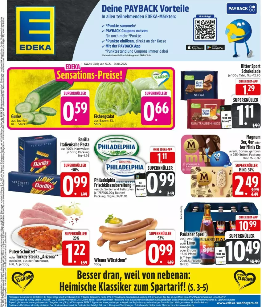 Aktueller Prospekt Edeka - Prospekte - von 19.05 bis 24.05.2025 - strona 1 - produkty: deka, payback