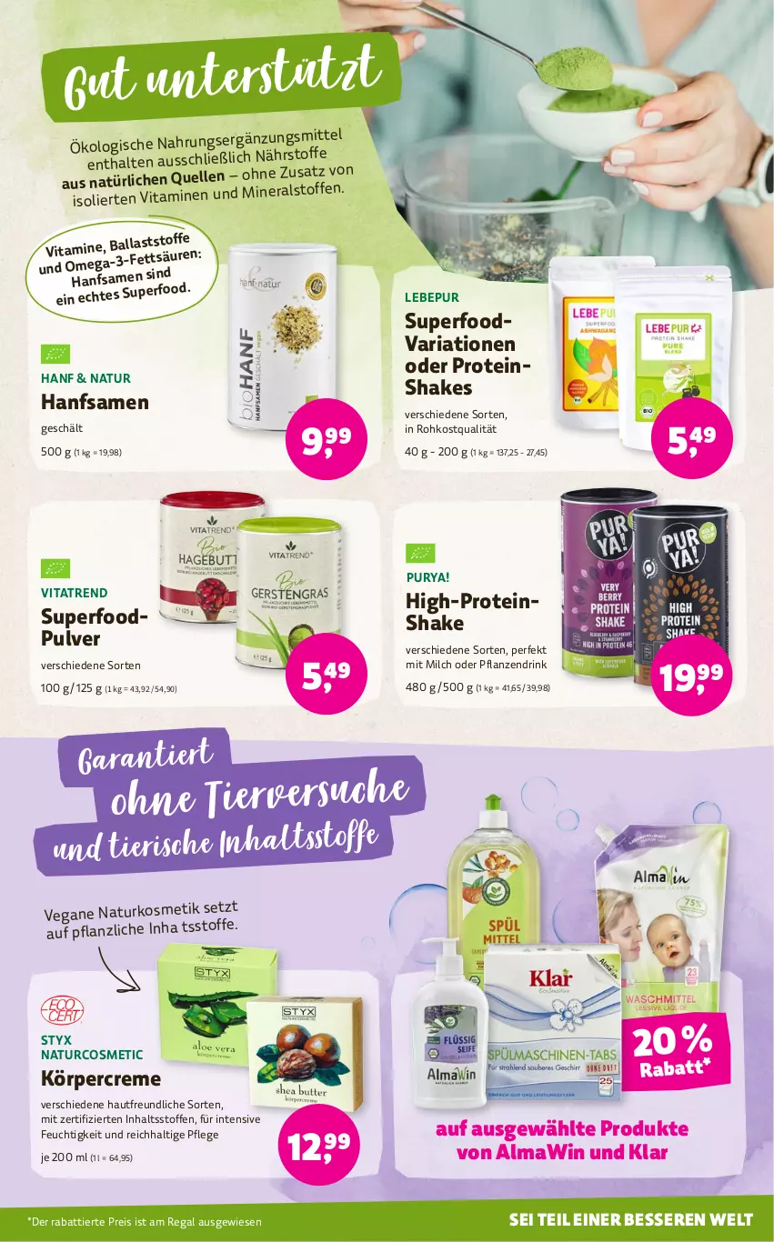 Aktueller Prospekt Denns Biomarkt - von 17.01 bis 30.01.2024 - strona 11 - produkty: creme, drink, eis, Körpercreme, kosmetik, milch, natur, naturkosmetik, omega, pflanze, pflanzen, regal, reis, Ria, shake, Ti, vita, Vitamine