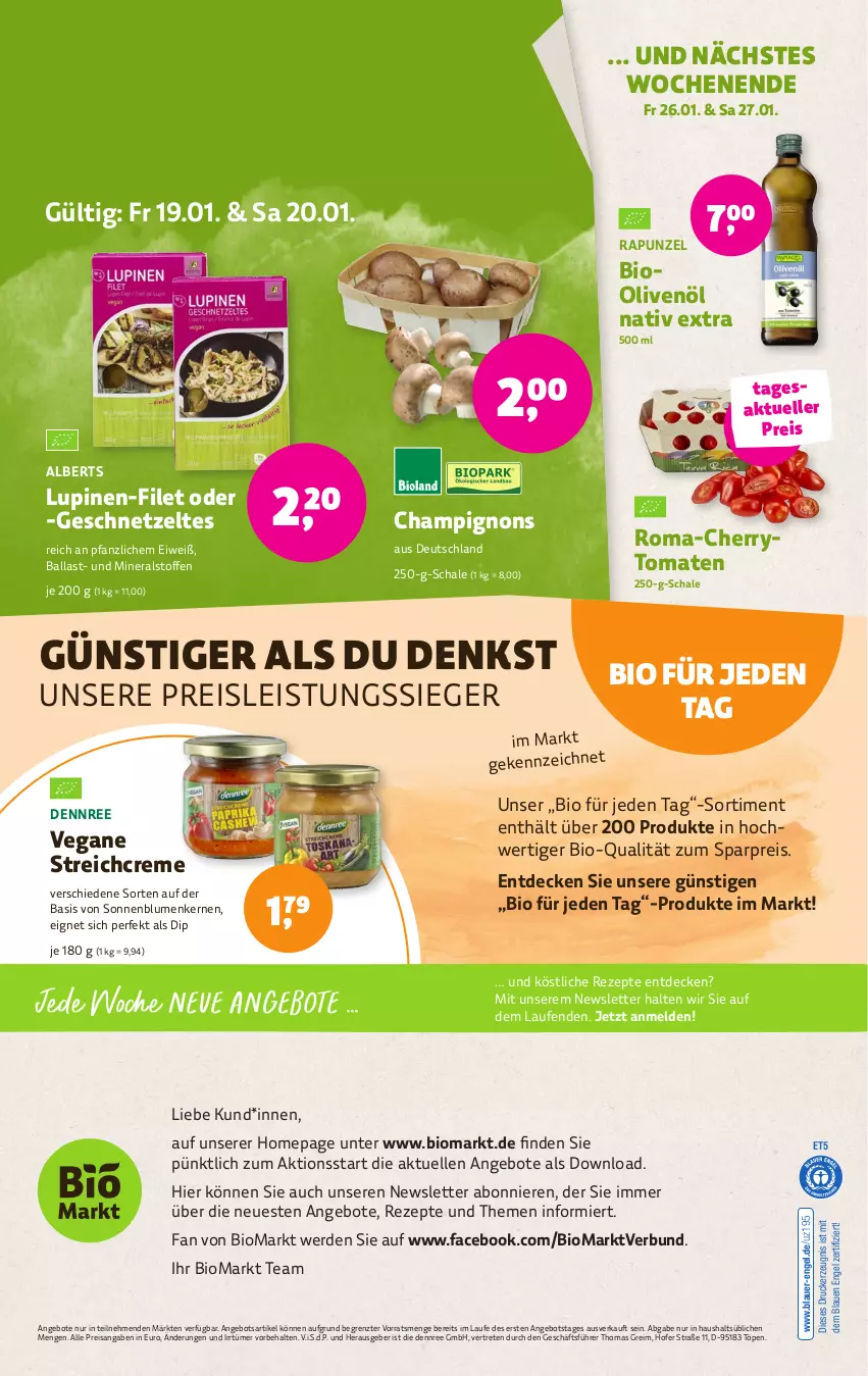 Aktueller Prospekt Denns Biomarkt - von 17.01 bis 30.01.2024 - strona 12 - produkty: angebot, angebote, auer, ball, bio, blume, blumen, champignon, champignons, cherrytomaten, creme, decke, dennree, dip, drucker, eis, elle, Engel, erde, filet, geschnetzeltes, kerze, Laufen, olive, oliven, olivenöl, Omep, reis, rezept, rezepte, Schal, Schale, sonnenblume, sonnenblumen, Sonnenblumenkerne, sonnenblumenkernen, Ti, tomate, tomaten, Zelt, ZTE