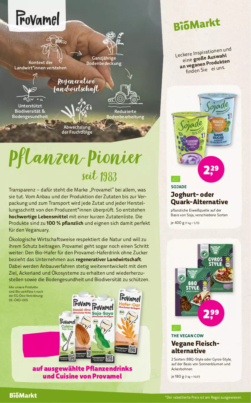 Aktueller Prospekt Denns Biomarkt - von 17.01 bis 30.01.2024 - strona 4 - produkty: Bau, bio, blume, blumen, bohne, bohnen, drink, drinks, eis, elle, erde, fleisch, Fleischalternative, frucht, Gesundheit, gyros, hafer, Haferdrink, joghur, joghurt, lebensmittel, LG, natur, pflanze, pflanzen, quark, regal, reis, Schal, Schütze, soja, sonnenblume, sonnenblumen, Sport, Ti, Vegane Fleisch, WICK, zucker