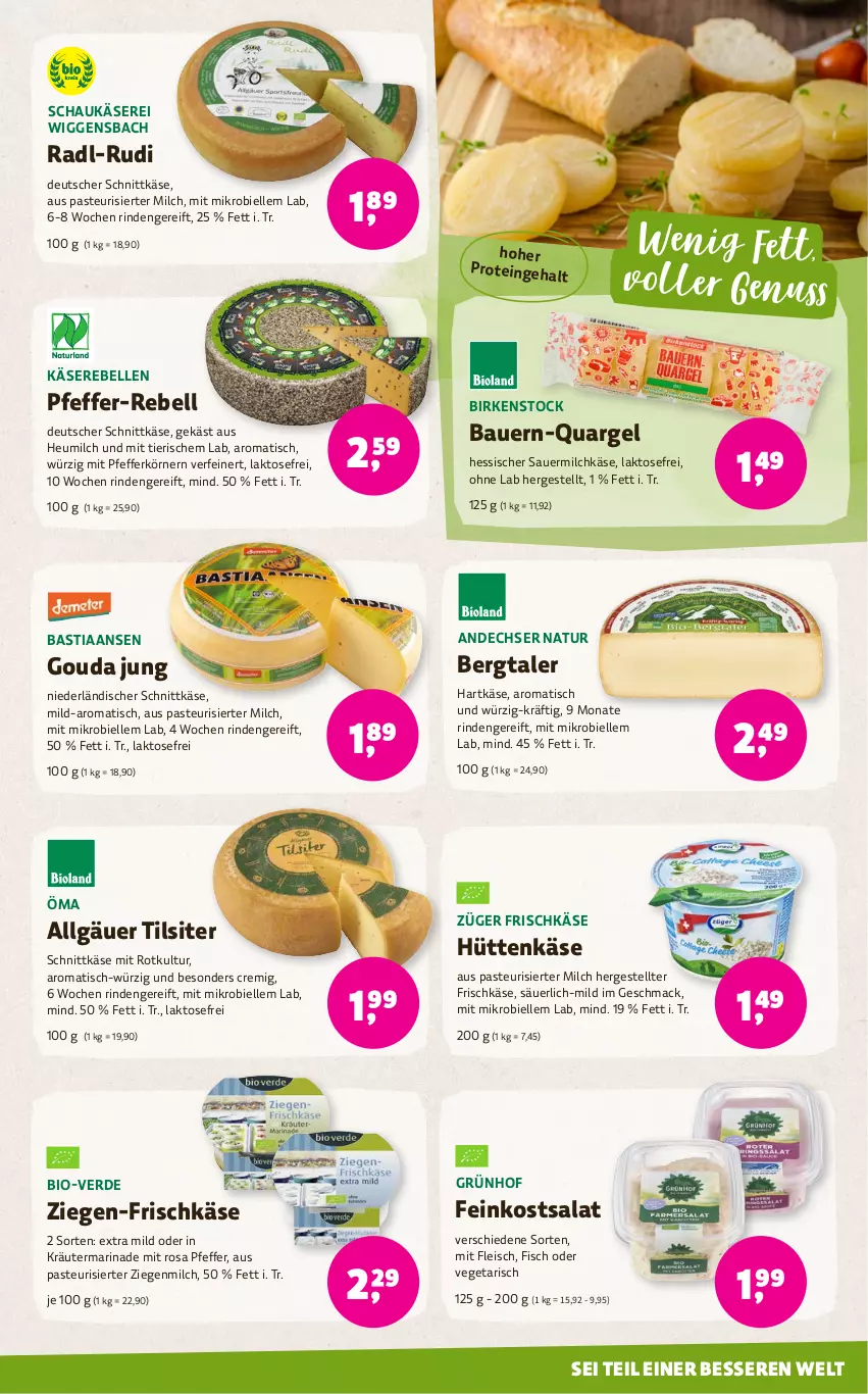 Aktueller Prospekt Denns Biomarkt - von 17.01 bis 30.01.2024 - strona 5 - produkty: andechser natur, asti, auer, Bau, Bauer, bio, birkenstock, deutscher schnittkäse, eis, elle, erde, feinkost, fisch, fleisch, frischkäse, gouda, gouda jung, hartkäse, Heu, heumilch, Käse, Käserebellen, kräuter, LG, mac, marinade, milch, natur, niederländischer schnittkäse, nuss, pfeffer, rebell, rind, salat, Sauermilchkäse, schnittkäse, Ti, Tilsiter, tisch, Vegeta