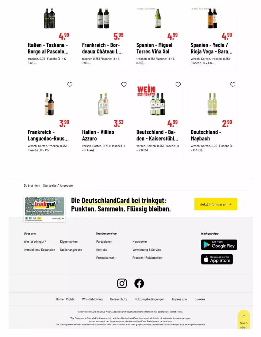 Aktueller Prospekt Trinkgut - Prospekte - von 23.04 bis 27.04.2024 - strona 7 - produkty: angebot, angebote, angebotspreis, cookie, cookies, deutschlandcard, eis, elle, flasche, google play, Kaiser, maybach, reis, rioja, Stühl, Ti