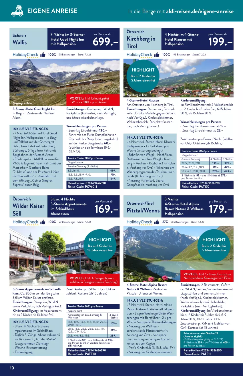 Aktueller Prospekt AldiSud - ALDI Reisen - von 01.03 bis 31.03.2022 - strona 10 - produkty: aldi, alpina, auto, axe, Bad, bett, buch, dell, E-Bike, eier, eis, Eisenbahn, elle, ente, Fahrrad, frühbucherpreise, Garten, grill, inklusivleistungen, Kaiser, Kinder, Kinderspiel, kurtaxe, leine, Liege, Liegestühl, Mode, natur, Reinigung, reis, rezept, Ria, rum, schirme, sim, sonnenschirm, Stühl, Ti, wellnessbereich, Wild