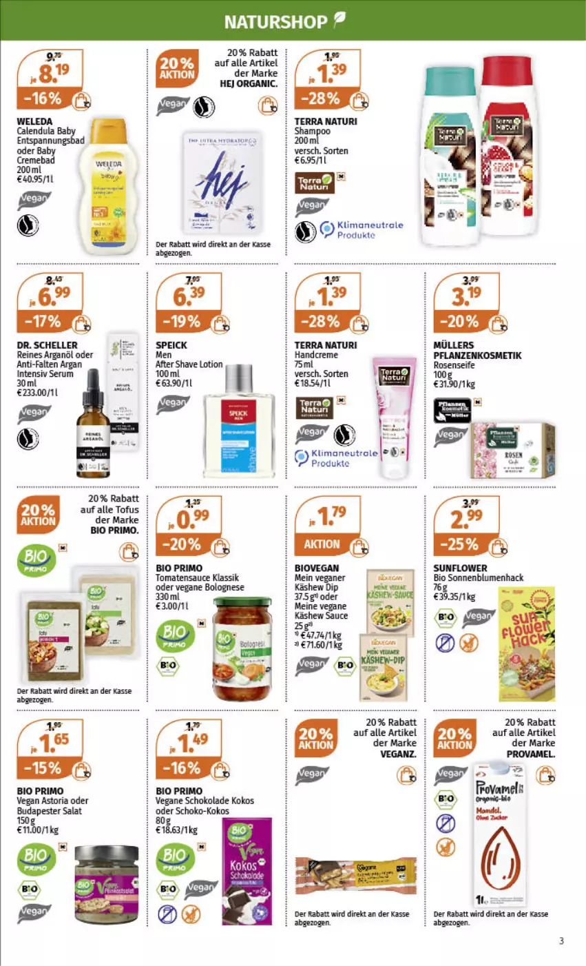 Aktueller Prospekt Mueller - Angebote entdecken & sparen! - von 09.01 bis 14.01.2023 - strona 3 - produkty: after shave, bio, blume, blumen, bolognese, dip, kokos, Lotion, natur, Nike, rum, salat, sauce, schoko, schokolade, Serum, sonnenblume, sonnenblumen, Speick, Ti, Tofu, tomate, tomaten, tomatensauce