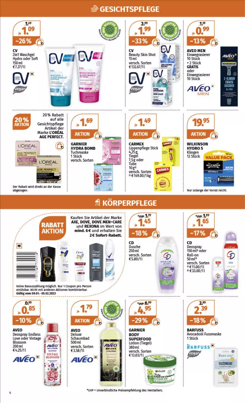 Aktueller Prospekt Mueller - Angebote entdecken & sparen! - von 09.01 bis 14.01.2023 - strona 4 - produkty: aveo, avocado, axe, coupon, dove, eis, elle, gesichtspflege, Lippenpflege, Lotion, Maske, reis, rexona, sofort-rabatt, teller, Ti