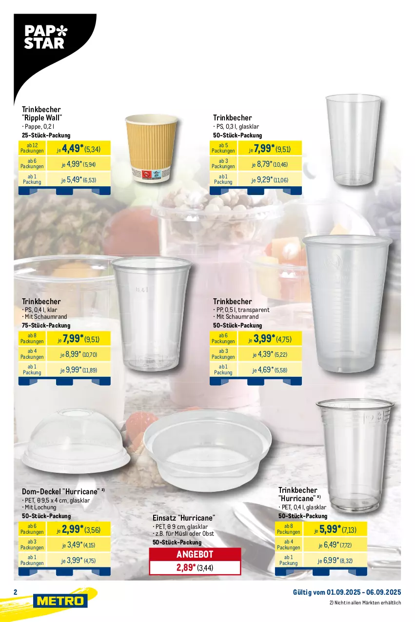 Aktueller Prospekt Metro - Starke Marken Profi - von 01.09 bis 06.09.2025 - strona 2 - produkty: angebot, Becher, decke, Deckel, eis, müsli, obst, reis, Serviette, servietten, Ti, trinkbecher