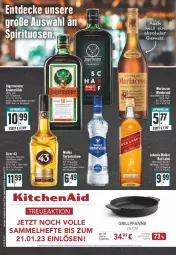 Gazetka promocyjna Edeka - Angebote der Woche - Gazetka - ważna od 21.01 do 21.01.2023 - strona 20 - produkty: angebot, blended scotch, cin, cola, eis, flasche, Germ, gin, Gorbatschow, grill, Grillpfanne, Hefte, jägermeister, johnnie walker, kerze, KitchenAid, kräuter, kräuterlikör, likör, mariacron, Meister, pfanne, reis, Ria, scotch, Ti, wein, whisky, wodka, ZTE