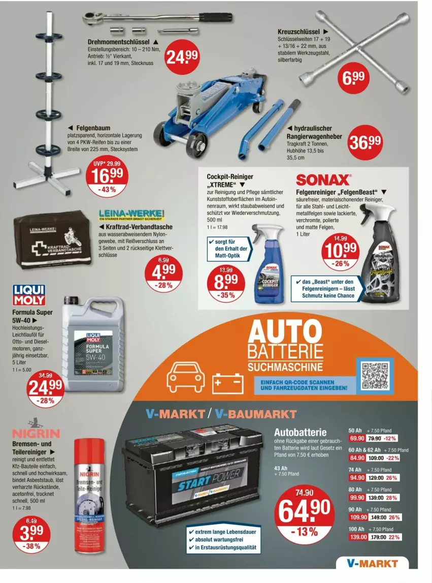 Aktueller Prospekt Vmarkt - Prospekte - von 28.03 bis 03.04.2024 - strona 19 - produkty: aceto, auer, auto, batterie, Bau, Brei, Diesel, eier, eis, felgen, Felgenreiniger, kraft, lack, LG, nuss, reifen, reiniger, Reinigung, Ria, Tasche, Ti, wasser, werkzeug, ZTE