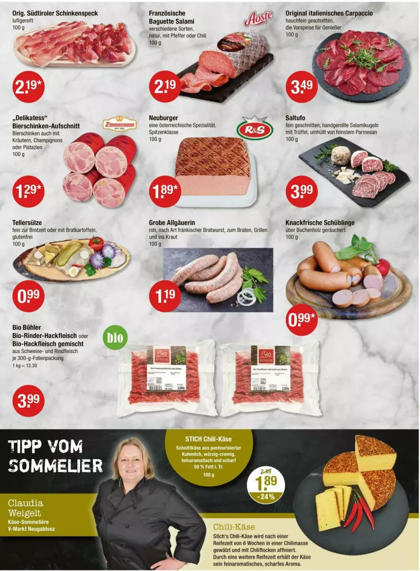 Aktueller Prospekt Vmarkt - Prospekte - von 28.03 bis 03.04.2024 - strona 3 - produkty: ACC, aufschnitt, baguette, bier, bierschinken, bio, Bio-Hackfleisch, braten, bratwurst, brot, buch, burger, Carpaccio, champignon, champignons, chili, eis, elle, fleisch, gin, grill, hackfleisch, hackfleisch gemischt, Holz, kartoffel, kartoffeln, Käse, Kraut, kräuter, kräutern, Kugel, LG, natur, Neuburger, pfeffer, pistazien, rind, rinder, rinder-hackfleisch, rindfleisch, salami, schinken, schinkenspeck, schnitten, schwein, schweine, Speck, Spezi, südtiroler, teller, Ti, tisch, Trüffel, vorspeise, wein, weine, wurst