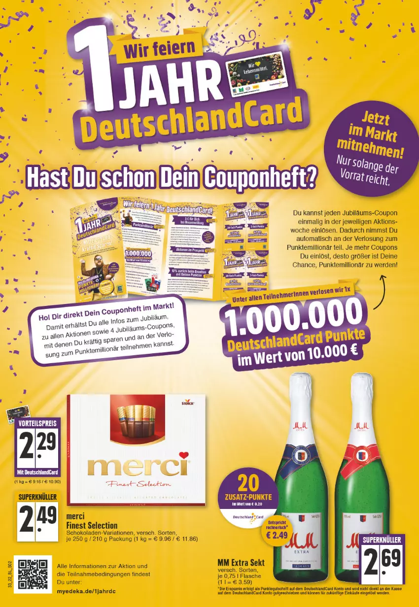 Aktueller Prospekt Edeka - Angebote der Woche - von 15.08 bis 20.08.2022 - strona 2 - produkty: auto, coupon, coupons, deka, deutschland card, deutschlandcard, eis, erde, flasche, Jubiläums, LG, lion, merci, mm extra, reis, Ria, schoko, schokolade, schokoladen, sekt, tee, Ti, tisch, vorteilspreis