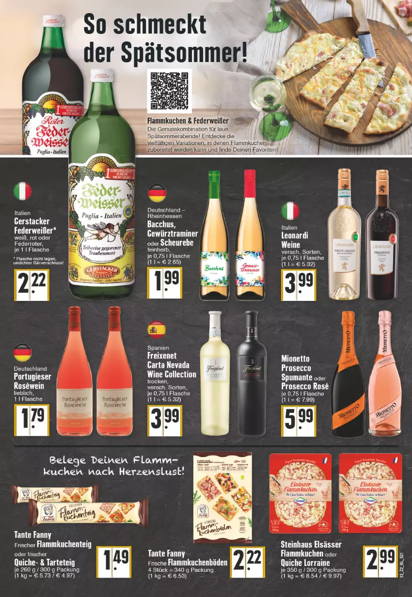 Aktueller Prospekt Edeka - Angebote der Woche - von 15.08 bis 20.08.2022 - strona 21 - produkty: decke, ecco, eis, elsässer art, erde, flammkuchen, flasche, Heu, kuchen, lamm, mionetto, nuss, prosecco, Quiche, Ria, rwe, steinhaus, tante fanny, tee, Ti, trauben