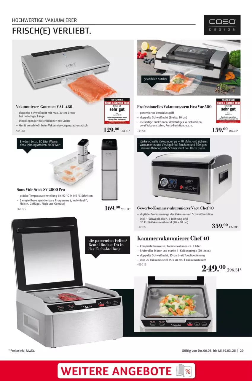 Aktueller Prospekt Selgros - Kochen & Servieren - von 06.03 bis 19.03.2025 - strona 29 - produkty: Abtei, angebot, angebote, auto, Bau, Behälter, beutel, Brei, dip, eis, elle, fisch, fleisch, Garten, Geflügel, kraft, lebensmittel, Liege, reis, schlauch, Ti, tisch, und gemüse, Vakuumbeutel, Vakuumierer, wasser