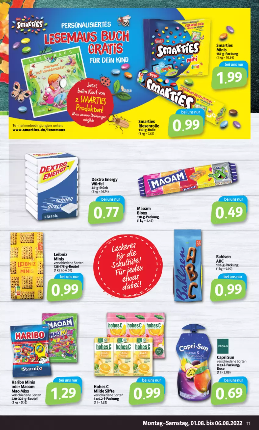 Aktueller Prospekt Markant - Prospekte - von 01.08 bis 06.08.2022 - strona 11 - produkty: beutel, Cap, haribo, Hohes C, leibniz, maoam, Maus, säfte, smarties, Ti