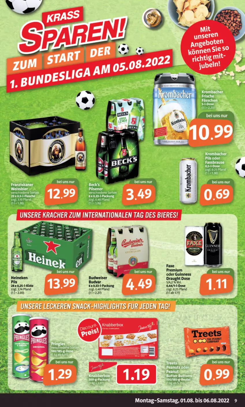 Aktueller Prospekt Markant - Prospekte - von 01.08 bis 06.08.2022 - strona 9 - produkty: Guinness, heineken, pils, snack