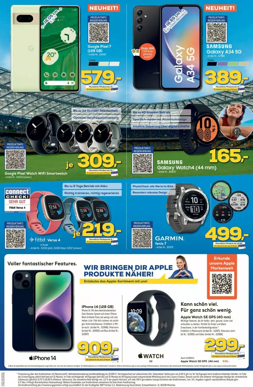 Aktueller Prospekt Euronics - Prospekte - von 03.05 bis 10.05.2023 - strona 7 - produkty: akku, Apple, Apple Watch, Apple Watch SE, consors finanz, elle, fitbit, Fitbit Versa, GPS, iphone, Kinder, LG, mac, monte, ring, Samsung, Sport, Ti