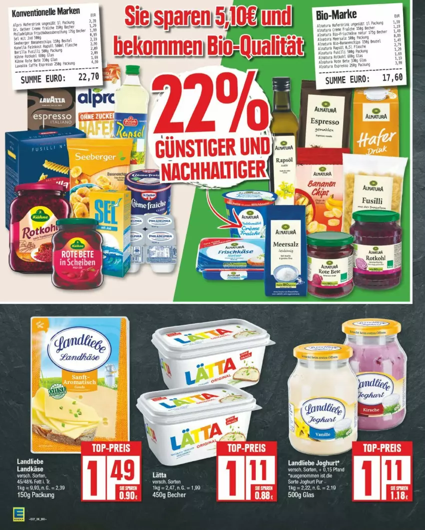 Aktueller Prospekt Edeka - Prospekte - von 09.09 bis 14.09.2024 - strona 6 - produkty: elle, espresso, fusilli, joghur, joghurt, Käse, landkäse, landliebe, landliebe joghurt, meersalz, natur, natura, ndk, salz, Ti