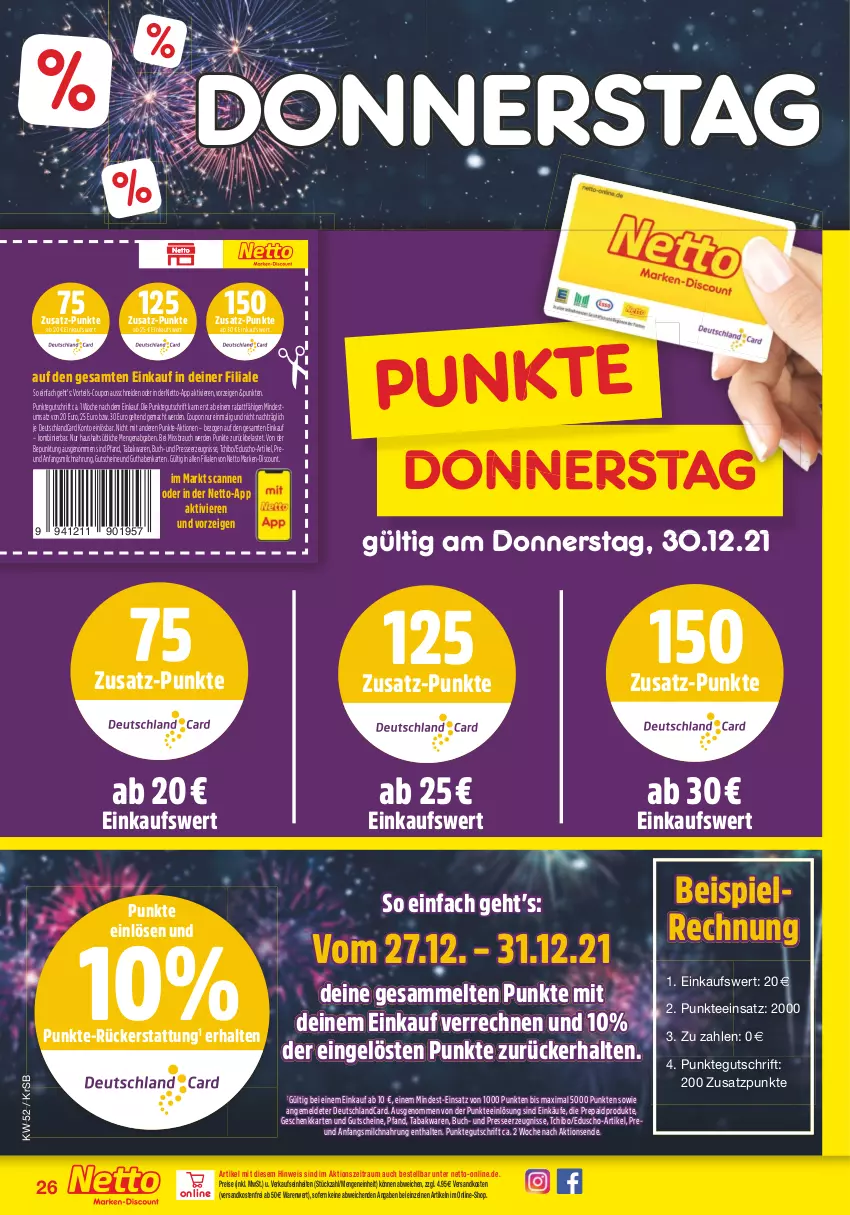 Aktueller Prospekt Netto Marken-Discount - Filial Angebote - von 27.12 bis 31.12.2021 - strona 26 - produkty: buch, coupon, deutschlandcard, discount, eduscho, eis, elle, erde, guthabenkarte, gutschein, gutscheine, mac, marken-discount, milch, ndk, Rauch, reis, Tchibo, tee, Ti, usb, versandkostenfrei