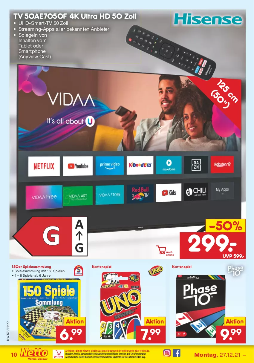 Aktueller Prospekt Netto Marken-Discount - Filial Angebote - von 27.12 bis 31.12.2021 - strona 38 - produkty: eis, Kartenspiel, ndk, reis, smartphone, spiegel, Spiele, tablet, Ti, uhd, versandkostenfrei