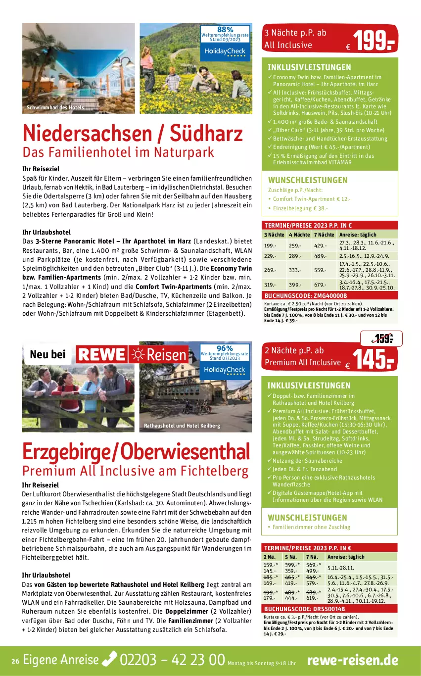 Aktueller Prospekt Rewe Reisen - Reiseprospekt - von 28.03 bis 28.04.2023 - strona 26 - produkty: auto, axe, Bad, Bau, Beba, bett, Betten, bettwäsche, bier, buch, dessert, drink, drinks, dusche, ecco, eier, eis, elle, Etagenbett, Fahrrad, flasche, getränk, getränke, handtücher, Holz, inklusivleistungen, kaffee, Kinder, küche, kuchen, Küchen, Küchenzeile, kurtaxe, natur, pils, prosecco, Reinigung, reis, ring, sac, salat, schlafsofa, schlafzimmer, snack, Sofa, spirituosen, Strudel, suppe, tee, Ti, tücher, uhr, usb, vita, wein, weine