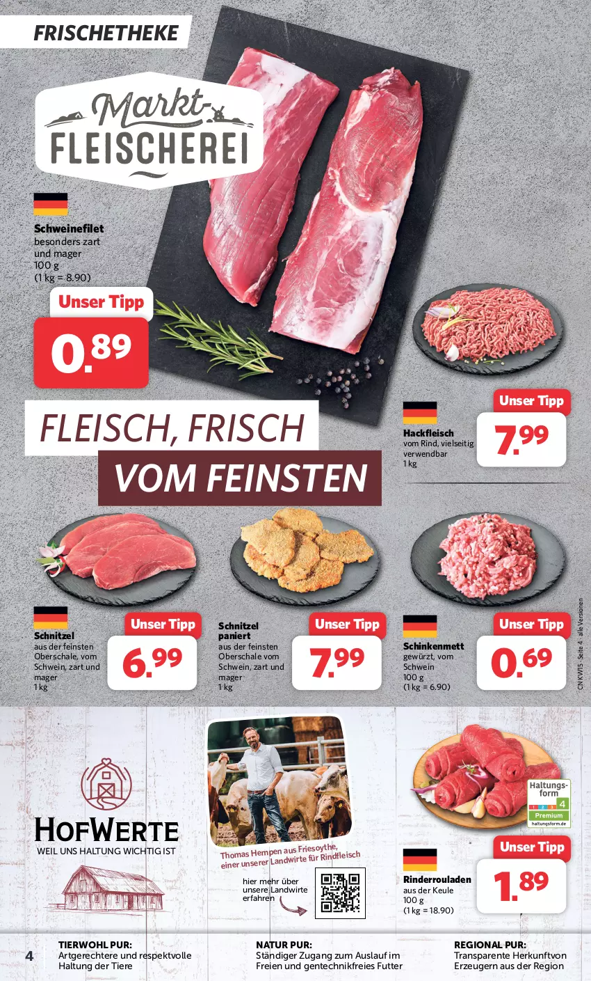 Aktueller Prospekt Combi - Prospekte - von 08.04 bis 13.04.2024 - strona 4 - produkty: eis, ente, filet, fleisch, gewürz, hackfleisch, Mett, natur, rind, rinder, Rinderroulade, rinderrouladen, rindfleisch, rouladen, rwe, Schal, Schale, schinken, schnitzel, schwein, schweine, schweinefilet, Ti, Tiere, wein, weine