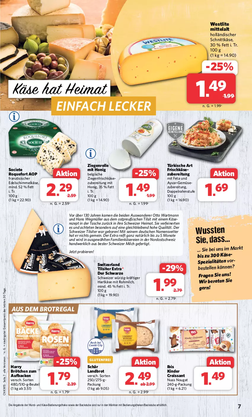 Aktueller Prospekt Combi - Prospekte - von 08.04 bis 13.04.2024 - strona 7 - produkty: angebot, angebote, beutel, bier, Biere, brot, brötchen, Croissant, doppelrahmstufe, eis, elle, feta, frischkäse, hartkäse, holländischer schnittkäse, honig, Käse, Kinder, LG, milch, Müller, nuss, regal, reis, rezept, schnittkäse, Spezi, stube, Tasche, Ti, Tilsiter, wurst, ziegenfrischkäse, ZTE