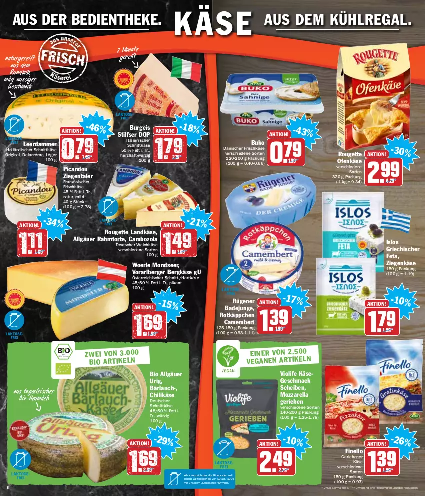 Aktueller Prospekt Hit - Prospekte - von 10.01 bis 15.01.2022 - strona 8 - produkty: aus dem kühlregal, Bad, Berger, Bergkäse, bio, Buko, cambozola, camembert, chili, deutscher schnittkäse, deutscher weichkäse, eis, elle, feta, finello, frischkäse, gin, hartkäse, Heu, heumilch, holländischer schnittkäse, Käse, kühlregal, landkäse, leerdammer, LG, mac, milch, mozzarella, natur, ndk, nuss, Ofen, Ofenkäse, regal, reis, rel, rotkäppchen, rouge, rougette, Rügener, schnittkäse, teller, Ti, torte, weichkäse, ziegenkäse