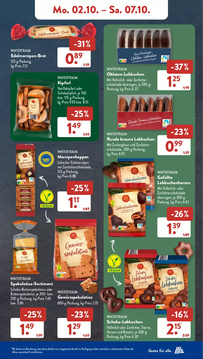 Aktueller Prospekt AldiSud - NÄCHSTE WOCHE - von 02.10 bis 07.10.2023 - strona 9 - produkty: braun, brezel, Brezeln, brot, butter, Butterspekulatius, Edelmarzipan, eis, gewürz, kuchen, Lebkuchen, Lübecker, marzipan, milch, Oblaten, reis, schoko, schokolade, Ti, vanille, vollmilch, Zartbitterschokolade, ZTE, zucker