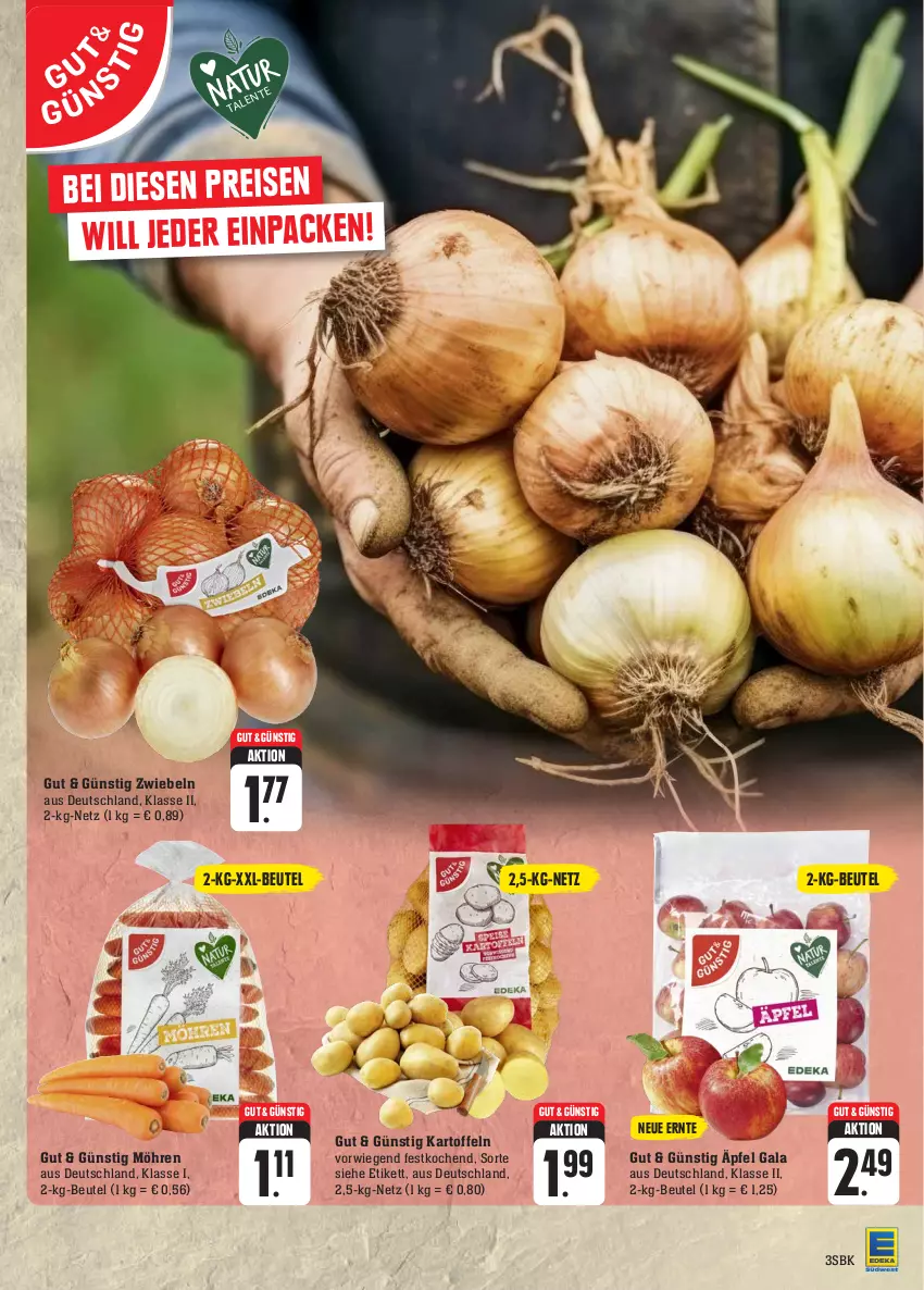 Aktueller Prospekt Edeka - Angebote der Woche - von 25.09 bis 30.09.2023 - strona 7 - produkty: beutel, eis, kartoffel, kartoffeln, möhren, Ti, zwiebel, zwiebeln