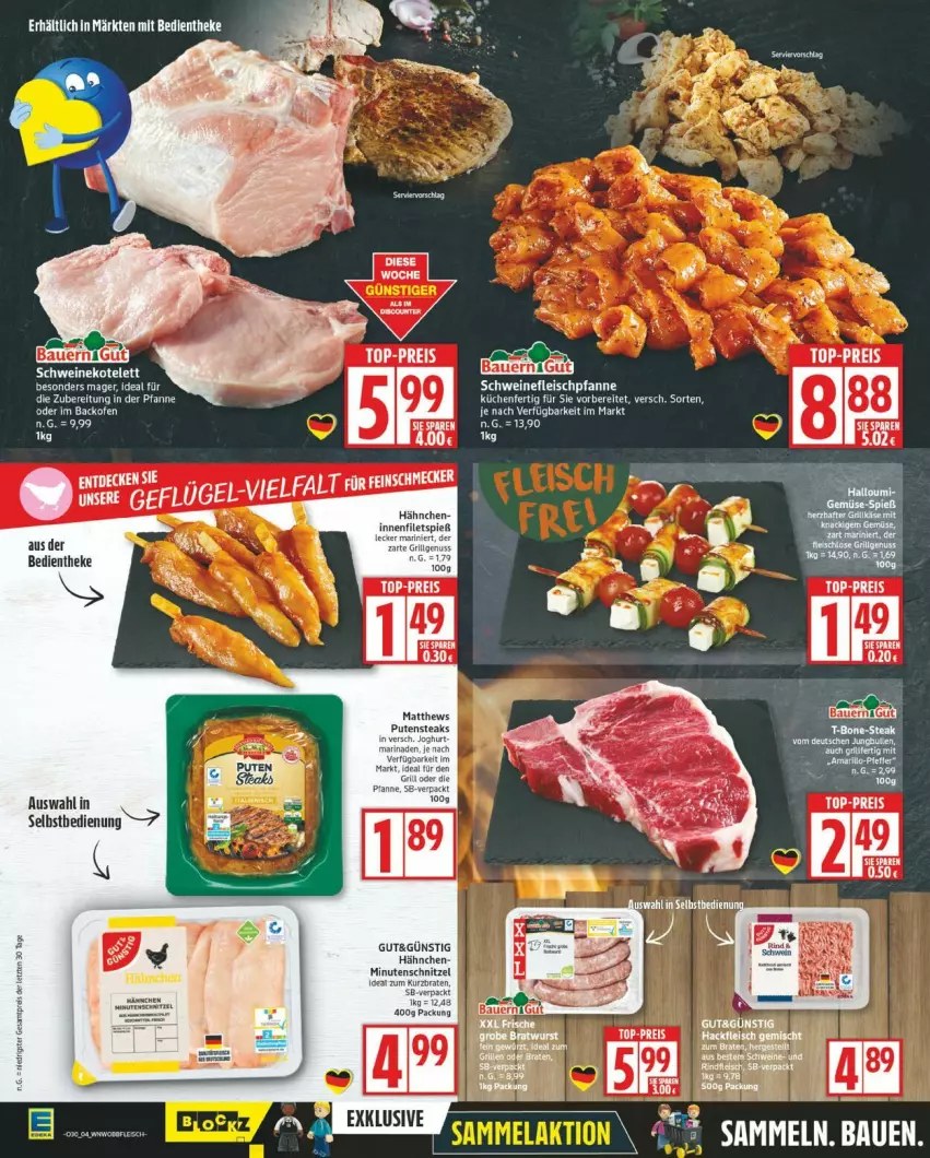 Aktueller Prospekt Edeka - Prospekte - von 21.07 bis 26.07.2025 - strona 4 - produkty: auer, Bau, Bauer, eis, filet, filets, Geflügel, Heu, kotelett, küche, Küchen, minutenschnitzel, pfanne, pute, putensteaks, reis, schnitzel, schwein, schweine, schweinekotelett, steak, steaks, tee, Ti, top-preis, wein, weine