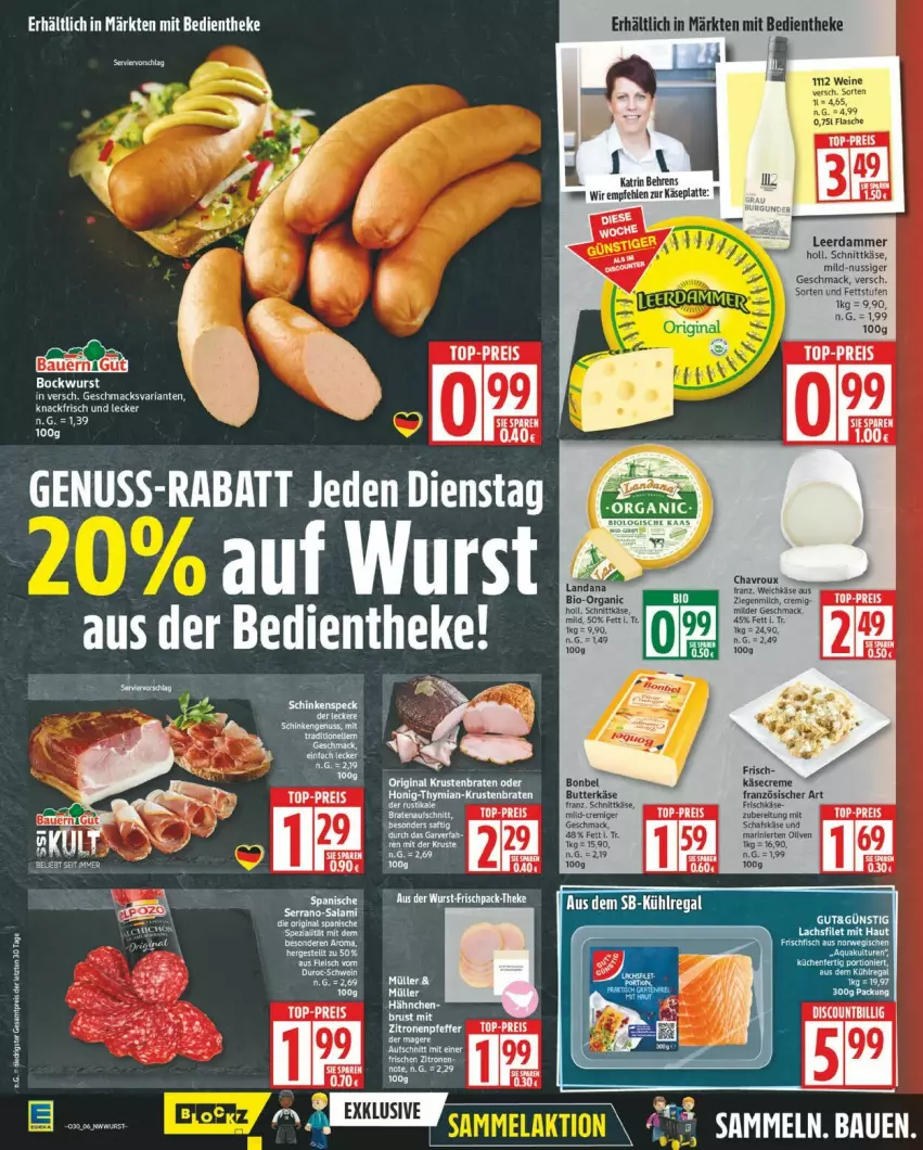 Aktueller Prospekt Edeka - Prospekte - von 21.07 bis 26.07.2025 - strona 6 - produkty: bio, bockwurst, eis, Käse, leerdammer, mac, milch, nuss, reis, Ria, schafskäse, schnittkäse, top-preis, weichkäse, wein, weine, wurst