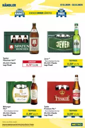 Gazetka promocyjna Metro - Wochen-Angebote Händler - Gazetka - ważna od 22.11 do 22.11.2025 - strona 6 - produkty: angebot, bacardi, bacardi rum, bitburger, bitburger pils, burger, eis, Fernet, fernet branca, flasche, getränk, getränke, Gorbatschow, jever, kräuter, kräuterlikör, likör, Metro, metro gastro, Palette, pils, premium pils, reis, rum, Spaten, Ti, tiefpreis, tyskie, underberg, wodka