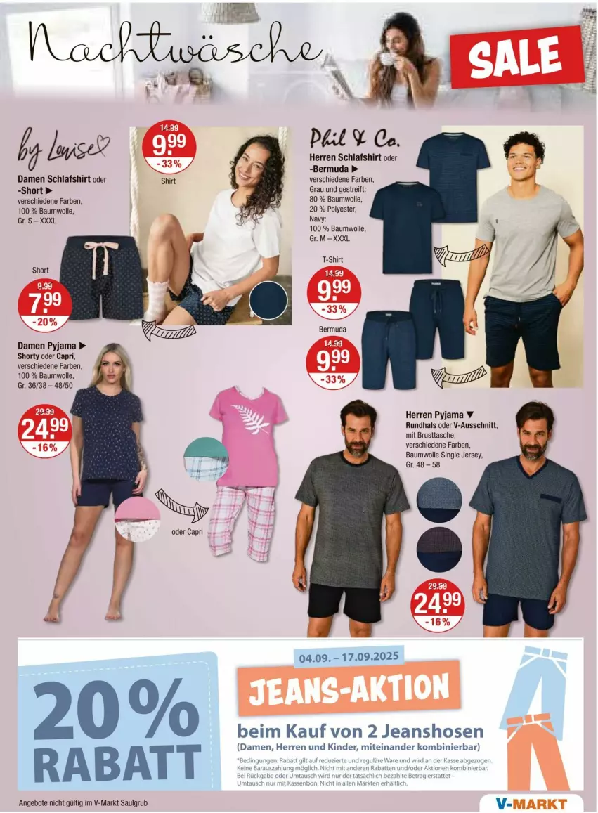 Aktueller Prospekt Vmarkt - Prospekte - von 04.09 bis 10.09.2025 - strona 17 - produkty: angebot, angebote, Bau, baumwolle, bermuda, Cap, hose, hosen, jeans, Kinder, LG, Pyjama, rum, shirt, shorty, T-Shirt, Tasche, Ti, wolle, Yo