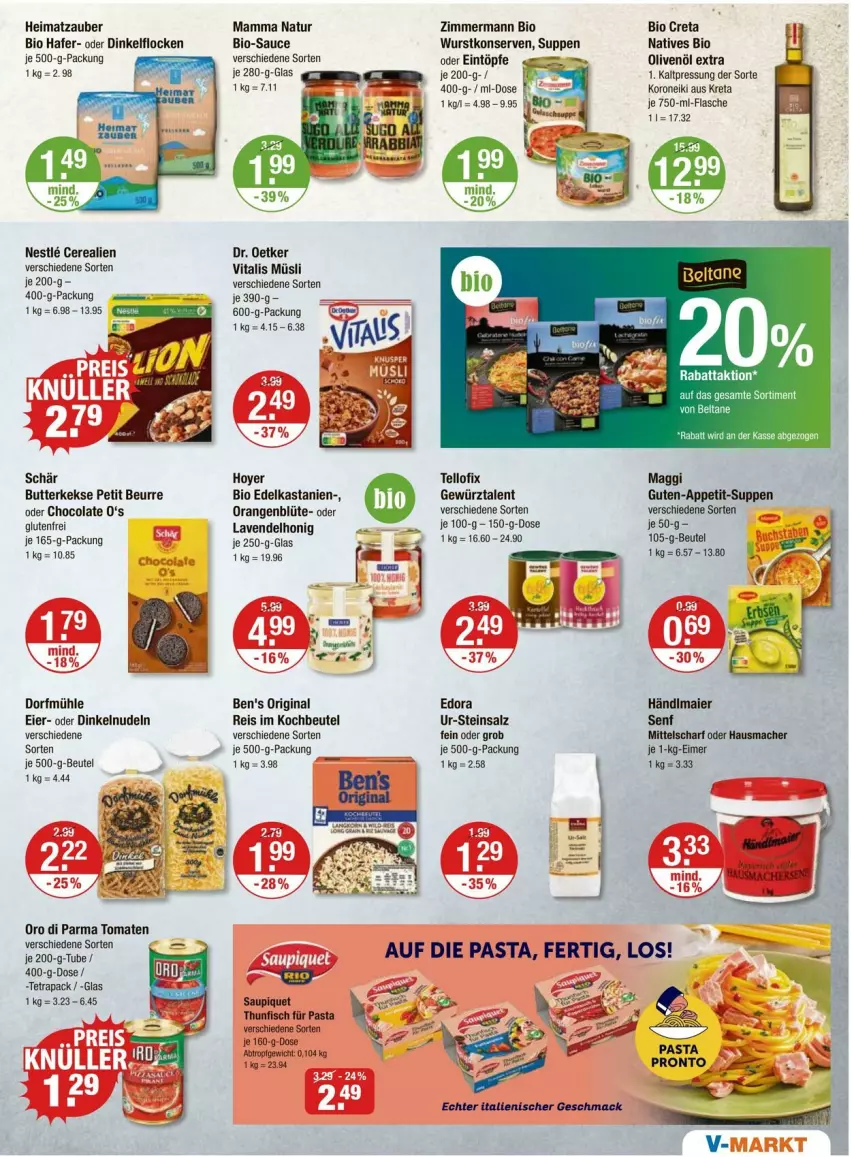 Aktueller Prospekt Vmarkt - Prospekte - von 04.09 bis 10.09.2025 - strona 7 - produkty: Ben’s Original, beutel, bio, Blüte, butter, butterkeks, cerealien, cola, Dr. Oetker, eier, eimer, eintöpfe, eis, fisch, flasche, gewürz, gin, hafer, Hausmacher, honig, keks, kekse, kochbeutel, Konserven, lavendel, LG, mac, maggi, mam, müsli, natur, nudel, nudeln, olive, oliven, olivenöl, olivenöl extra, orange, orangen, oro di parma, pasta, reis, salz, sauce, saupiquet, senf, suppe, suppen, thunfisch, Ti, tomate, tomaten, vita, vitalis, vitalis müsli, wurst, wurstkonserven