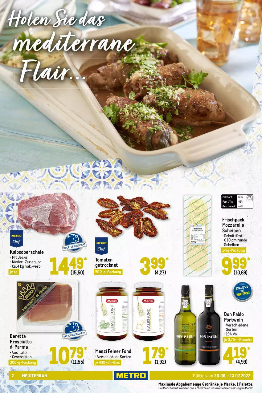 Aktueller Prospekt Metro - GastroJournal - von 30.06 bis 13.07.2022 - strona 2 - produkty: antipasti, asti, beutel, ciabatta, decke, Deckel, flasche, garnelen, getränk, getränke, grill, HP, knoblauch, küche, Küchen, lack, LG, mac, meersalz, Metro, milch, mozzarella, olive, oliven, Palette, paprika, Portwein, prosciutto, Prosciutto di Parma, reifen, rel, resa, salz, Schal, Schale, schnitten, Ti, tomate, tomaten, wein, Wild