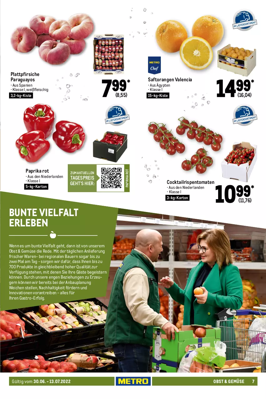 Aktueller Prospekt Metro - GastroJournal - von 30.06 bis 13.07.2022 - strona 7 - produkty: Abtei, angebot, angebote, aqua, auer, ball, Bau, Bauer, cocktail, eis, elle, ente, filet, fisch, fleisch, frischfisch, Heilbuttfilet, kartoffel, kartoffeln, lachs, LG, mac, matjes, Metro, obst, orange, orangen, paprika, paprika rot, paraguayos, pfirsich, pfirsiche, plattpfirsiche, reis, rezept, rispentomaten, Rotbarsch, rotbarschfilet, rwe, saft, Saftorangen, salz, Schal, Schale, schnitten, spinat, steak, steaks, Ti, tomate, tomaten, Wild, Yo, ZTE