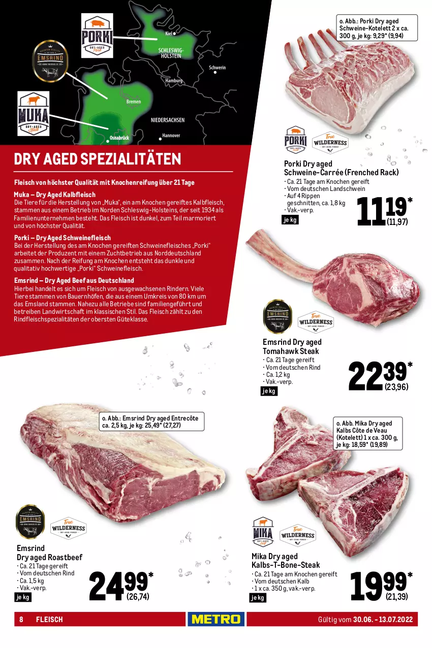 Aktueller Prospekt Metro - GastroJournal - von 30.06 bis 13.07.2022 - strona 8 - produkty: auer, Bau, Bauer, beef, burger, eis, entrecôte, erbsen, fleisch, gewürz, Kalbfleisch, kotelett, küche, Küchen, lamm, lammkeule, Metro, pflanze, pflanzen, pute, putenschnitzel, reis, rind, rinder, rindfleisch, Rippen, roastbeef, Schal, Schale, schnitten, schnitzel, schwein, schweine, schweinefleisch, schweinenacken, schweineschnitzel, soja, Spezi, steak, Ti, Tiere, top-hit, wein, weine, Yo