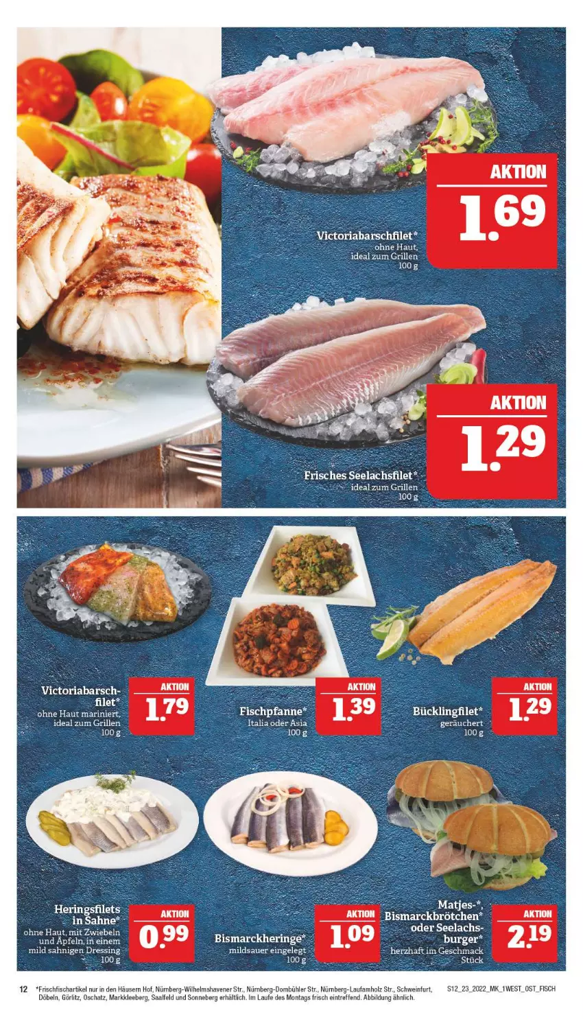 Aktueller Prospekt Marktkauf - Prospekt - von 06.06 bis 11.06.2022 - strona 12 - produkty: auer, bett, Betten, bismarck, burger, dressing, filet, fisch, frischfisch, hering, Holz, HP, lachs, lachsfilet, mac, matjes, mit zwiebeln, pfanne, ring, schwein, seelachsfilet, Ti, wein, zwiebel, zwiebeln