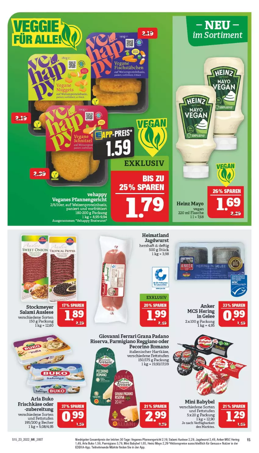 Aktueller Prospekt Marktkauf - Prospekt - von 06.06 bis 11.06.2022 - strona 15 - produkty: aktionspreis, arla, arla buko, babybel, Becher, bratwurst, Buko, deka, eis, frischkäse, gelee, grana, grana padano, hartkäse, heinz, hering, italienischer hartkäse, jagdwurst, Käse, mini babybel, nuss, padano, parmigiano, parmigiano reggiano, Pecorino, pfanne, pfannen, Rana, reggiano, reis, ring, riserva, salami, stockmeyer, Ti, wurst, Yo, ZTE