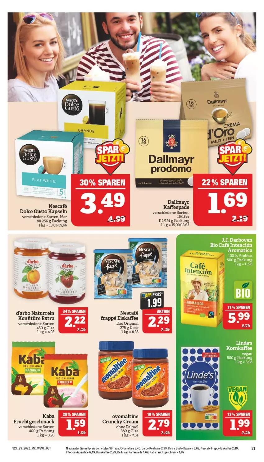 Aktueller Prospekt Marktkauf - Prospekt - von 06.06 bis 11.06.2022 - strona 21 - produkty: beere, beeren, bio, dallmayr, dallmayr prodomo, darbo, darboven, dolce gusto, eis, eiskaffee, frucht, Garten, gin, kaffee, kaffeepads, konfitüre, konfitüre extra, korn, mac, natur, nescafe, ohne palmöl, ovomaltine, prodomo, reis, Ti, ZTE