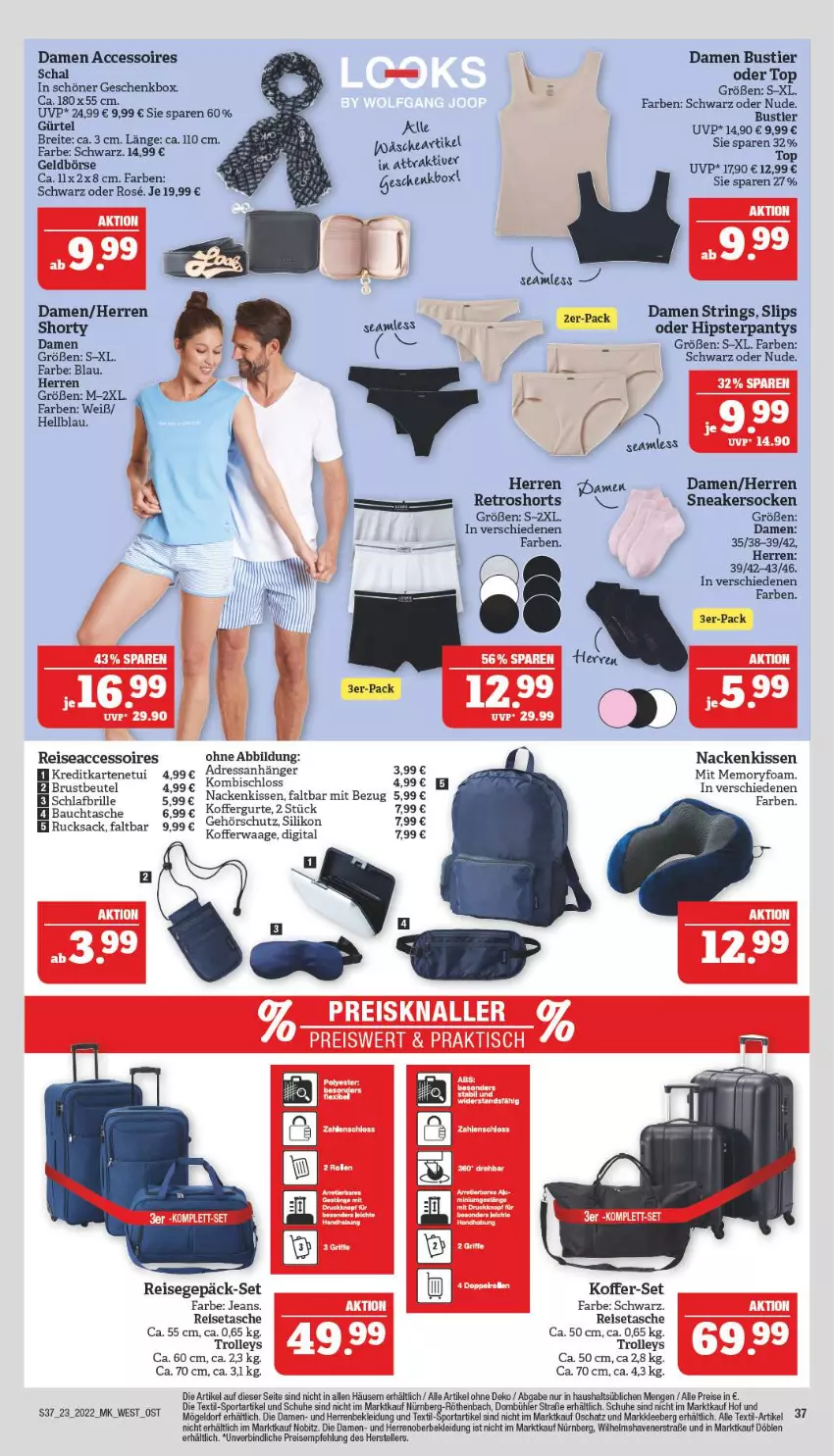 Aktueller Prospekt Marktkauf - Prospekt - von 06.06 bis 11.06.2022 - strona 37 - produkty: ACC, accessoires, Bau, Brei, Brille, eis, elle, Geschenkbox, jeans, kissen, kleid, Kleidung, koffer, Kofferwaage, nackenkissen, panty, reis, reisetasche, retroshorts, ring, rucksack, sac, Schal, schuhe, shorts, shorty, slip, slips, sneaker, sneakersocken, socken, Sport, Stier, String, Tasche, teller, Ti, trolley, Waage