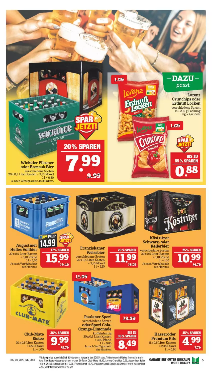 Aktueller Prospekt Marktkauf - Prospekt - von 06.06 bis 11.06.2022 - strona 45 - produkty: aktionspreis, bier, chips, cola, crunchips, deka, eis, eistee, elle, franziskaner, hasseröder, köstritzer, limo, limonade, lorenz, lorenz crunchips, nuss, orange, Paula, paulaner, pils, pilsener, premium pils, reis, Spezi, tee, Ti, weissbier, WICK, ZTE