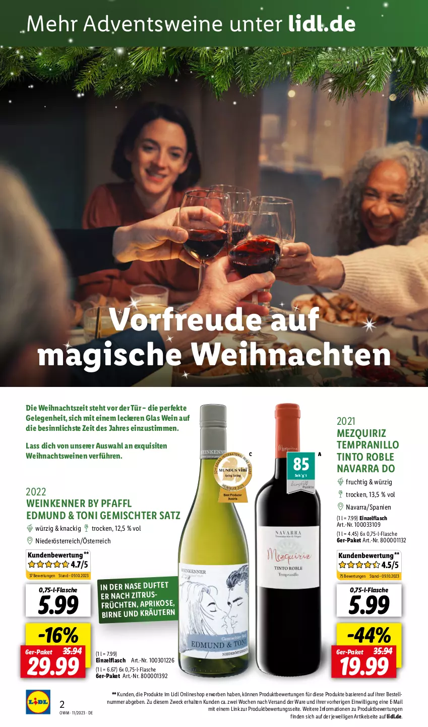 Aktueller Prospekt Lidl - Highlights in der Weinwelt - von 01.11 bis 30.11.2023 - strona 2 - produkty: aprikose, flasche, frucht, früchte, früchten, Gemischter Satz, gutschein, kräuter, kräutern, ndk, tempranillo, Ti, weck, weihnachten, wein, weine